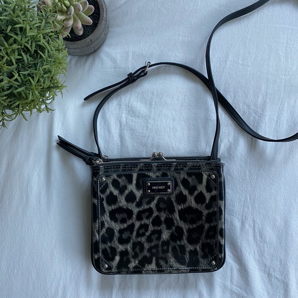 Nine West Cheetah Print Purse (grey + black)